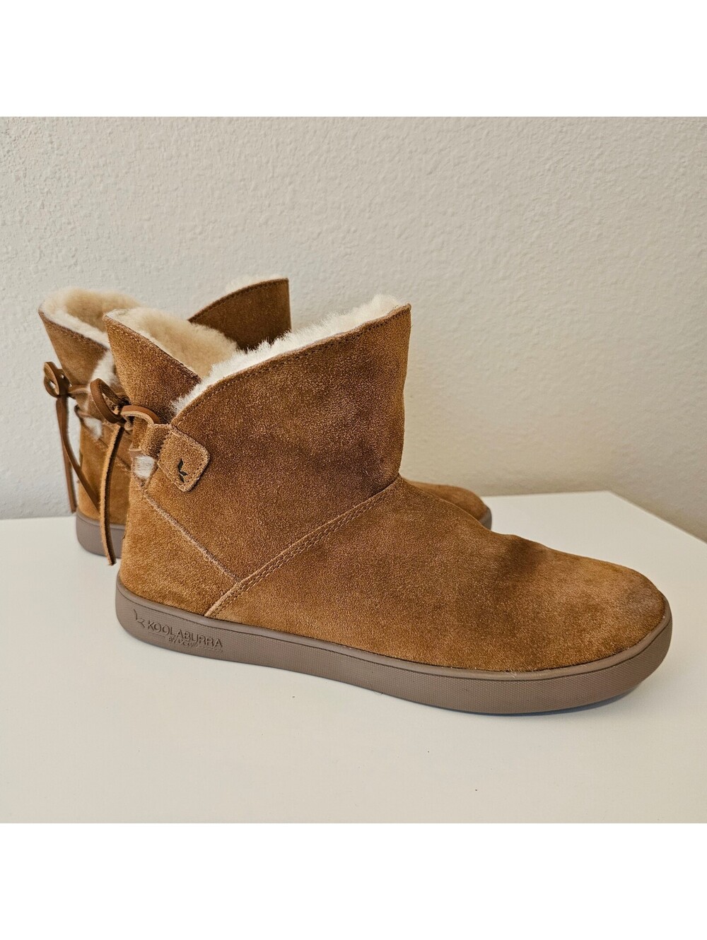 UGG Koolaburra Boots Ankle Suede Chestnut Brown Cozy Warm Size Women 7